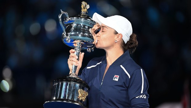 Ash Barty after her Australian Open victory in January. She has since announced her retirement from tennis.