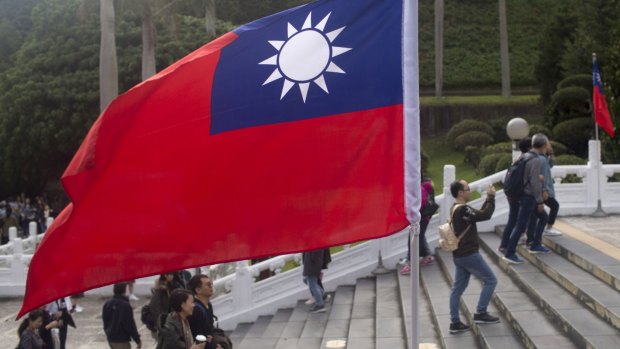 Cross-strait propaganda has a long history: Taiwan's flag stands at the National Palace Museum in Taipei.