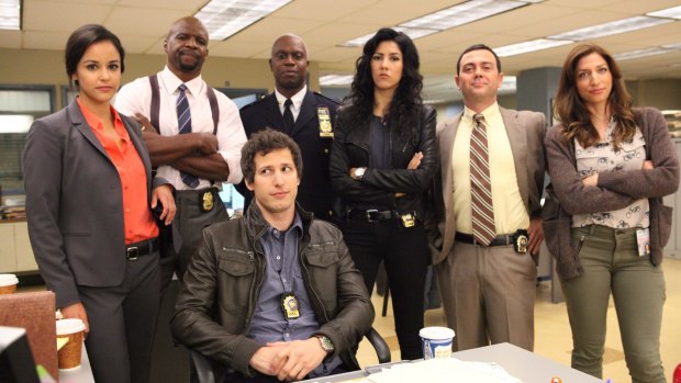Crews, second from left, is a star on hit show Brooklyn Nine-Nine. 