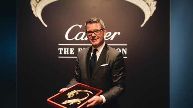 Cartier's director of style, image and heritage, Pierre Rainero, with the Crocodile necklace.