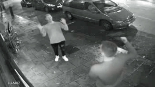 Still from CCTV issued by Avon and Somerset Police of England cricketers Ben Stokes (left) and Alex Hales outside the Mbargo nightclub.