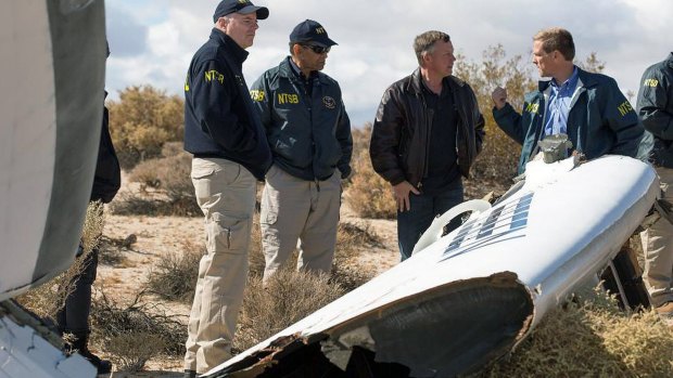 Investigators at the SpaceShipTwo accident site in 2014.