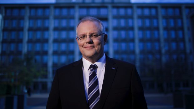 Treasurer Scott Morrison at the Treasury building in Canberra.