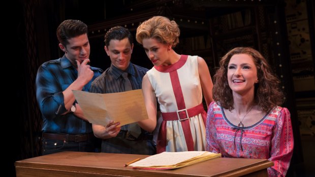 Matt Verevis (second from left) and Amy Lehpamer (third from left) both won awards for their performances in Beautiful: The Carole King Musical.