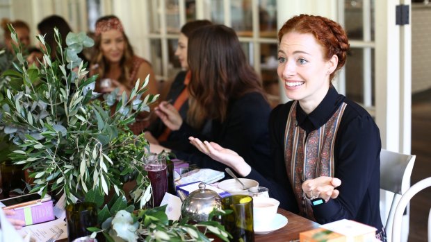 Emma Watkins, of The Wiggles fame, at the Fitbit female health breakfast at Chiswick on Monday.