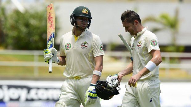 Lost leaders: Suspended captain Steve Smith playing alongside Michael Clarke.