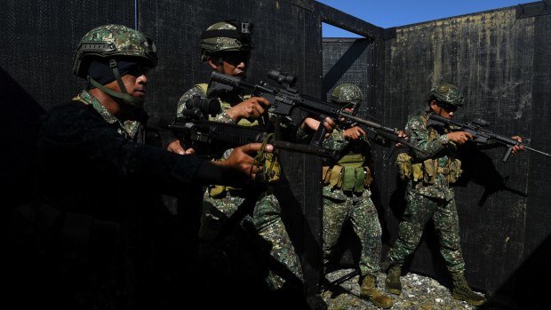 Philippines marines during training with Australian troops in Palawan.