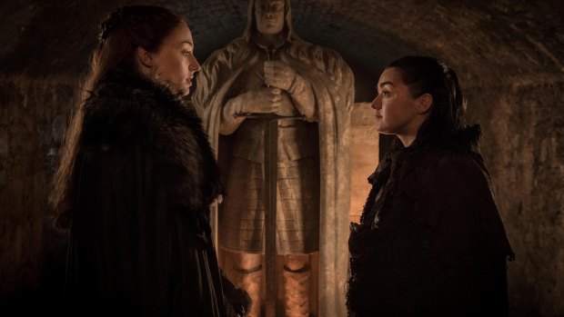 Sansa (Sophie Turner) and Arya (Maisie Williams) in Game of Thrones.