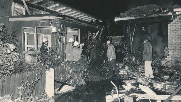 The crash site at the Gulle house at 55 Matthews Avenue [on right]. 