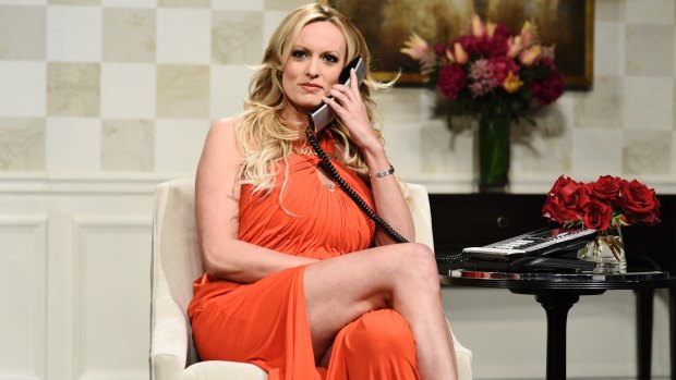 Stormy Daniels during an appearance on "Saturday Night Live" in New York.