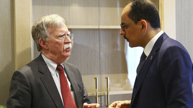 US national security adviser John Bolton, left, and his Turkish counterpar, Ibrahim Kalin.