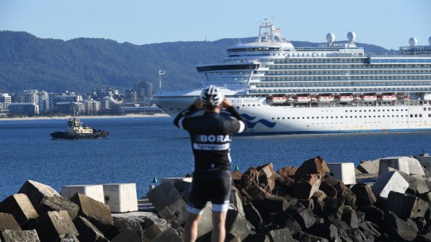 The cruise ship Ruby Princess, from which passengers infected with COVID-19 disembarked in Sydney.