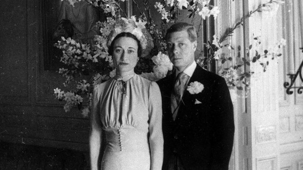 The Duke and Duchess of Windsor pose after their wedding at the Chateau de Cande near Tours, France, in 1937.