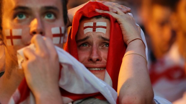 Devastated England fans in South London after Croatia scored the winning goal.