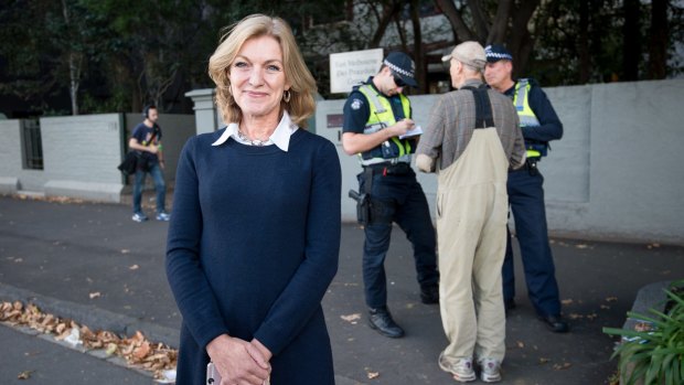 Reason Party leader Fiona Patten outside the Fertility Control Clinic in East Melbourne in 2016, after the safe access zones came in.