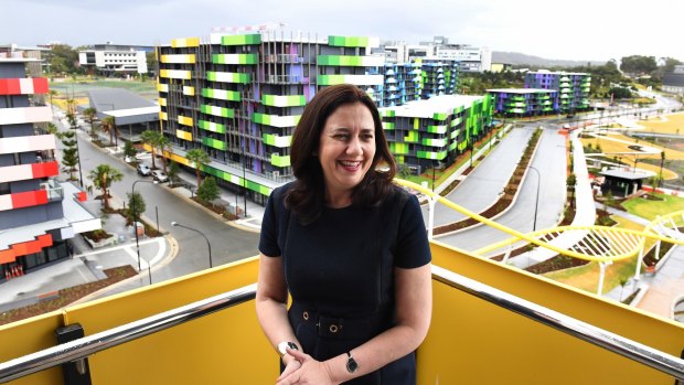 Queensland Premier Annastacia Palaszczuk inspects the 2018 Commonwealth Games village at the Gold Coast.