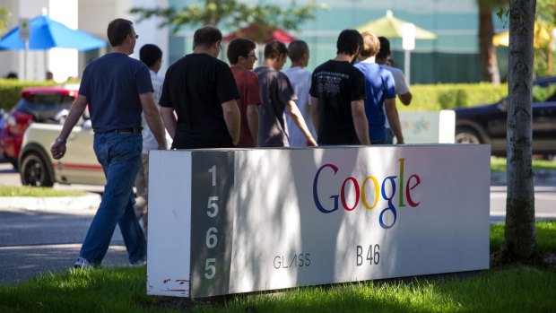 Entrance to Google’s headquarters in Mountain View, near San Jose. The internet behemoth wants its workers back in the office.