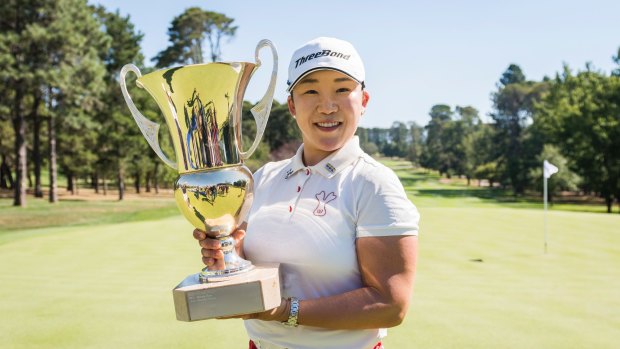 What a champion! Canberra Classic winner Jiyai Shin will donated her prizemoney at this year's tournament to help young golfers.