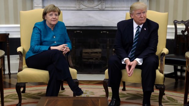 Donald Trump failed to shake Angela Merkel's hand.