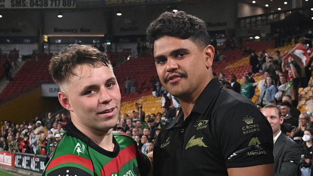 Blake Taaffe and the man he replaced, Latrell Mitchell.