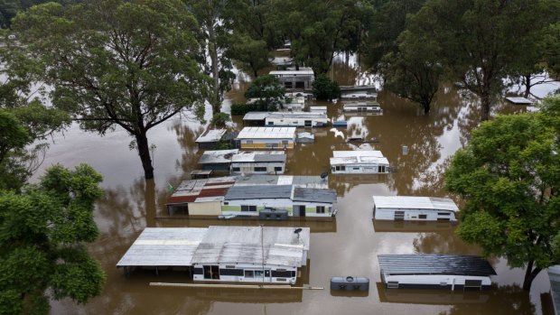 Major flooding has continued to occur along the Hawkesbury River downstream of Windsor.