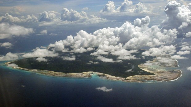 Clouds hang over the North Sentinel Island, in India's Andaman and Nicobar Islands. 