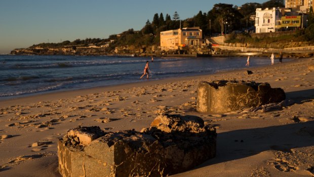 The 2016 storm in Sydney exposed columns from the pier at Coogee Beach that was demolished in the 1930s.