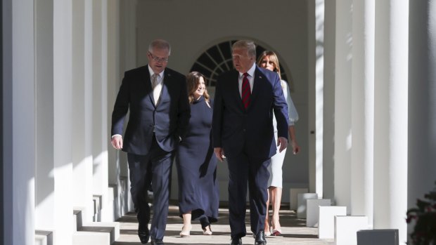 Scott and Jenny Morrison with Donald and Melania Trump in the White House corridors of power. 