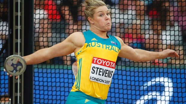 Dani Stevens (nee Samuels) in action at the 2017 World Athletics Championships. 