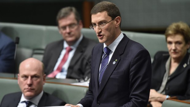 Julian Leeser, who spoke about his deep connection with his mother during his maiden speech, pictured here, has her volunteering in his office.