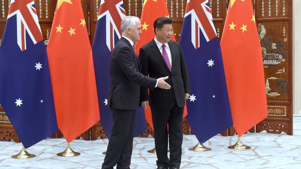 Malcolm Turnbull with Chinese President Xi Jinping. 