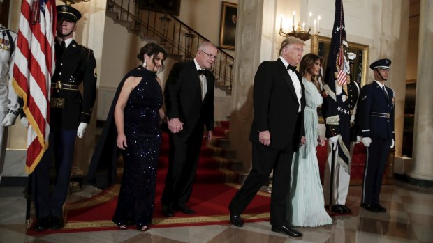 The leaders were joined by high-profile Australians at an official dinner at the White House on Friday night.