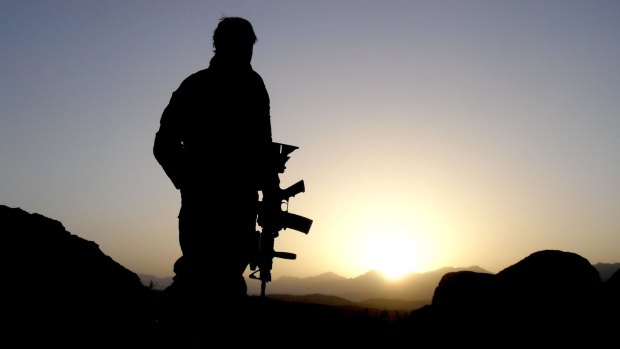 An Australian Special Operations Task Group soldier on patrol in Afghanistan.