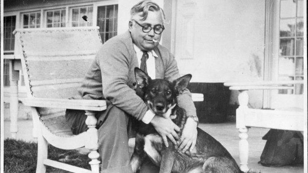 Vladimir Petrov and his dog Jock in 1954.