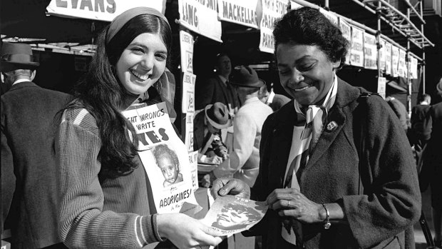 Aboriginal activist Faith Bandler at Town Hall during the 1967 referendum.