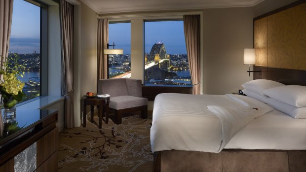 A harbour view suite at the Shangri-La hotel in Sydney.