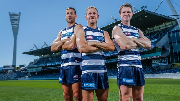 Selwood with Harry Taylor and Patrick Dangerfield back in 2017.