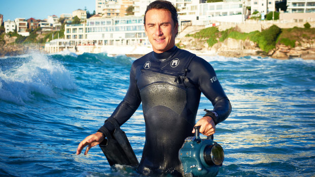 Aquabumps founder Eugene Tan during a morning shoot at Bondi Beach.