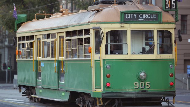 One of the iconic W-Class trams on Melbourne's City Circle route.