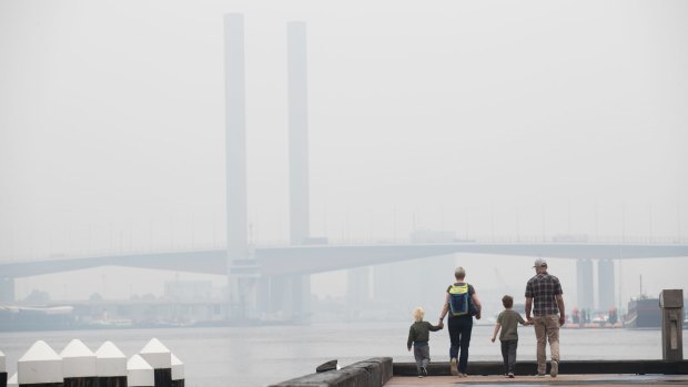 Smoke from the massive bushfires in eastern Victoria and NSW engulfs Melbourne.