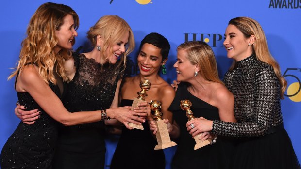 Laura Dern, Nicole Kidman, Zoe Kravitz, Reese Witherspoon and Shailene Woodley won best television limited series at the 75th annual Golden Globe awards.