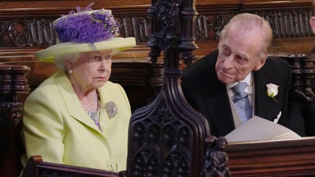 Queen Elizabeth II and Prince Phillip - possibly during Bishop Michael Curry's lively sermon.
