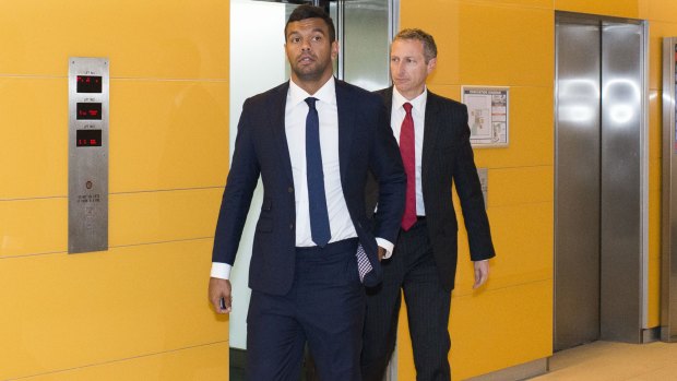 Kurtley Beale arrives at his code of conduct hearing on October 24, 2014. 