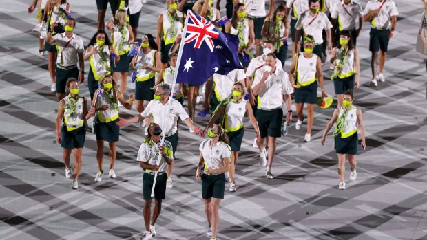 Team Australia at the opening ceremony.