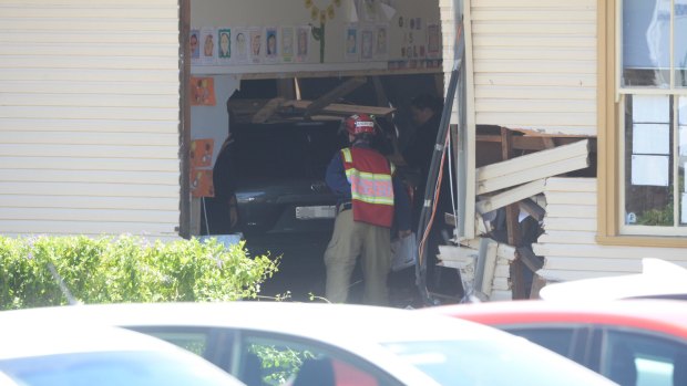 A vehicle smashed into a classroom in Banksia Road public school. 