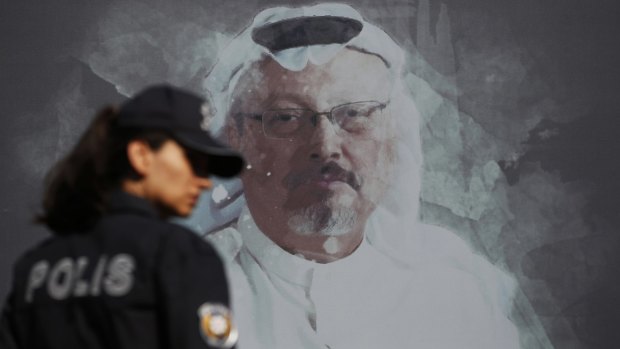 A mural of slain Saudi journalist Jamal Khashoggi in Istanbul.