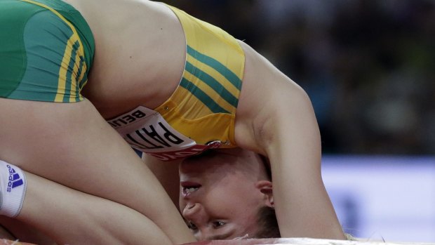 Australia’s Eleanor Patterson after she was eliminated from the women’s high jump final at the world championships in 2015.