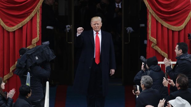 President-elect Donald Trump arrives for his inauguration on January 20, 2017. 