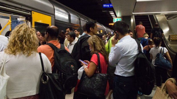 Town Hall train station suffers from crowding at peak hour.