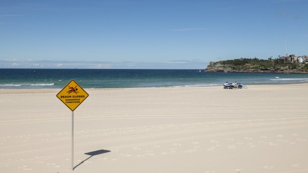 Bondi Beach is closed due to the coronavirus lockdown. 